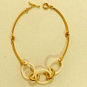 Gold and White Choker and Earrings Set